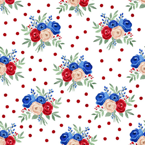 Vivie & Ash - Rwb Bouquet With Tiny Dots