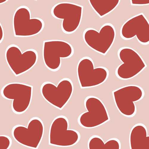 Hip Kid Design - Red Blossom Valentine Hearts on Blush