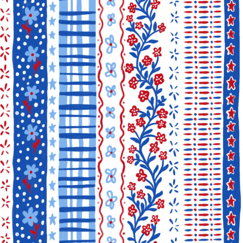 Vivie & Ash - Red White And Blue Mixed Vertical Stripe