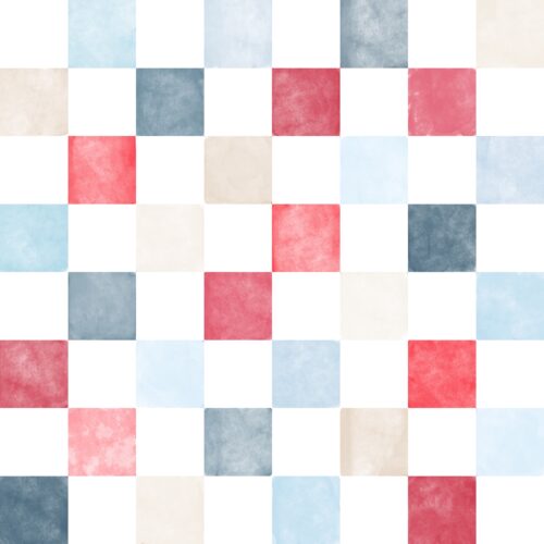Red White And Blue Watercolor Checkers