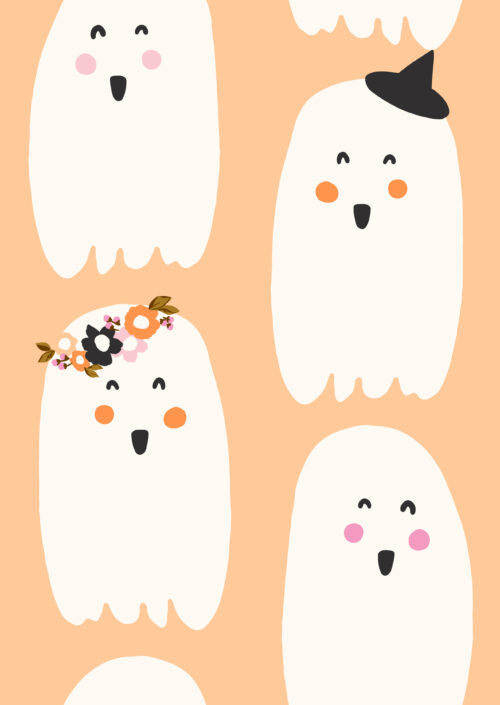 Indy Bloom Designs - Retro Ghoul Ghost In Peach