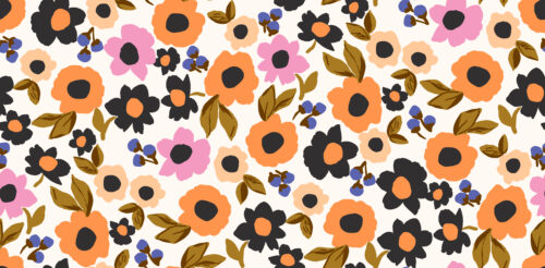 Indy Bloom Designs - Retro Floral In Pumpkin Pink 02