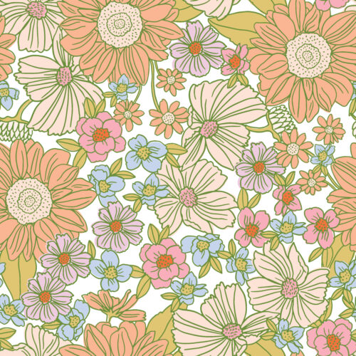 Indy Bloom Designs - Retro Sunflower Garden In Peachy Cream