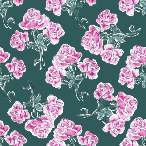 Lindsay Anne - Rose Bunches Dark Green