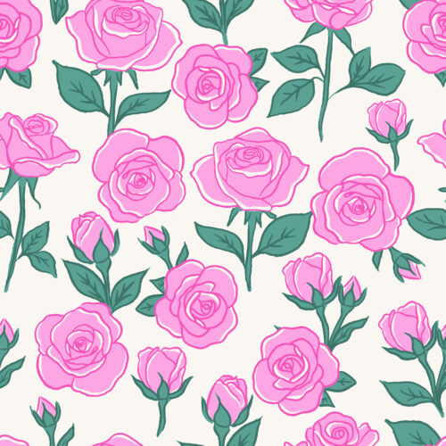 Vivie & Ash - Roses Med Pink And Green 01