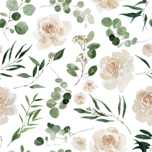 Hip Kid Design - Roses and Eucalyptus Watercolor Floral
