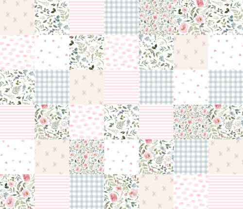 Hip Kid Design - Rotated Heirloom Cottage Floral Cheater Quilt