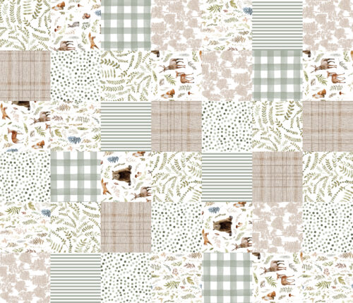 Hip Kid Design - Rotated Woodland Storybook Cheater Quilt