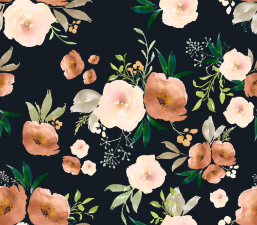 Hip Kid Design - Santa Fe Watercolor Florals on Navy Clay