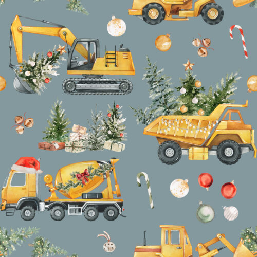 Hip Kid Design - Santa's Little Builders Christmas Construction Trucks on Juniper