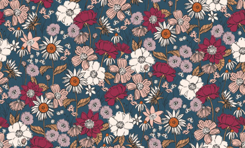 Indy Bloom Designs - Scarlet Autumn In Midnight Blue