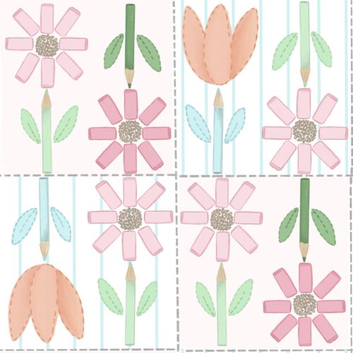 Lindsay Anne - School Supply Floral Quilt