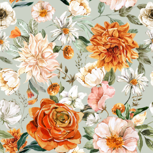 Hip Kid Design - Sedona Vintage Garden Florals on Seafoam