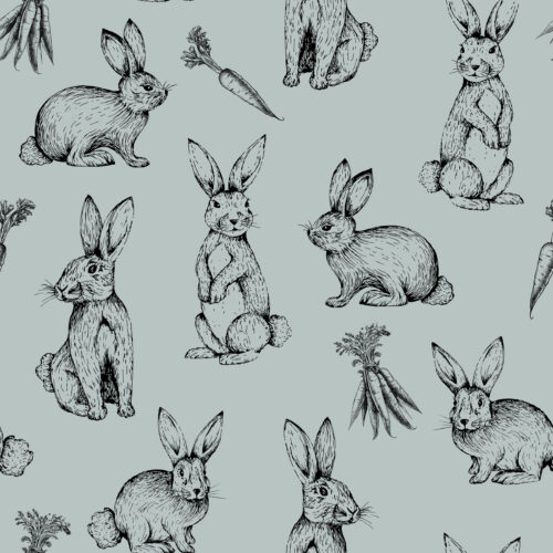 Hip Kid Design - Sketch Bunnies on Misty Blue