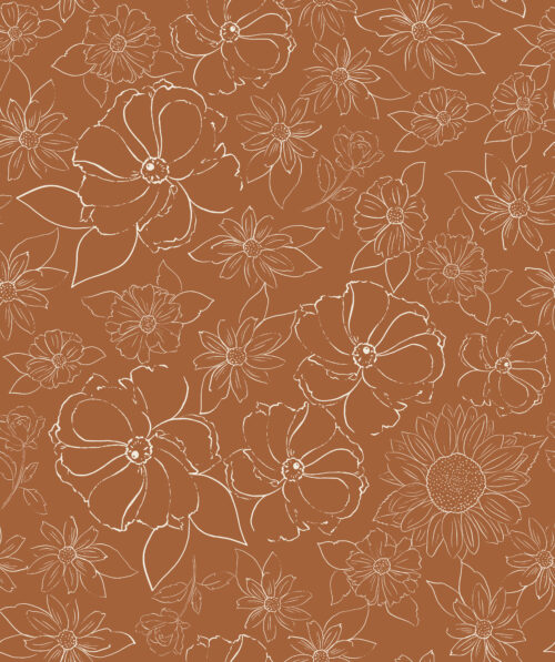 Indy Bloom Designs - Sketched Floral Child In Brown 16x3.3