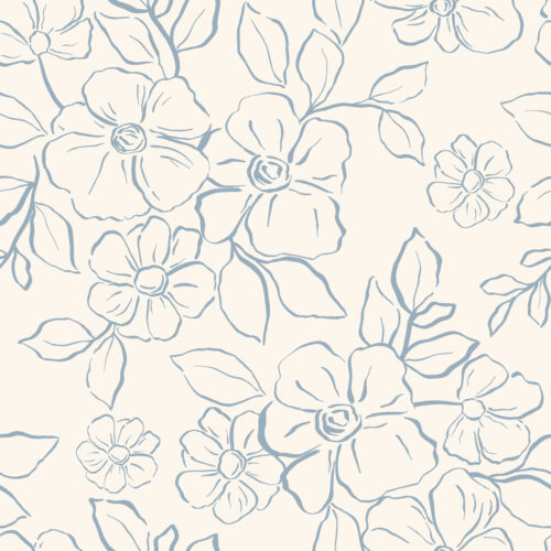 Hip Kid Design - Sketchy Floral Blooms in Blue
