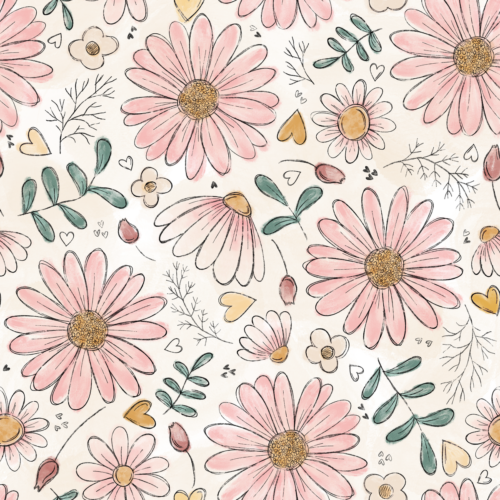 Sketchy Pink Daisy Floral