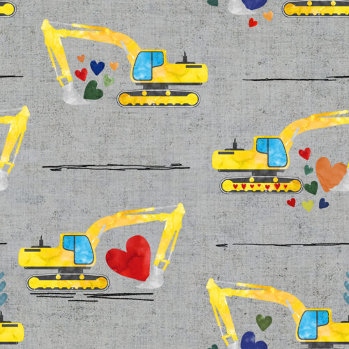 Hip Kid Design - Smooth Operator Valentine Construction on Gray Grunge Texture with More Hearts