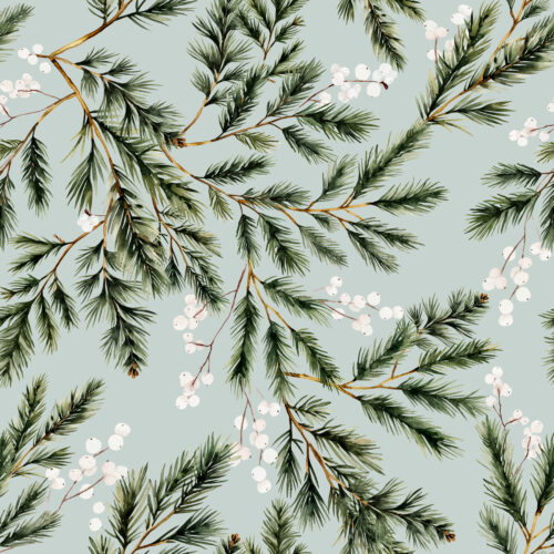 Hip Kid Design - Snowberry Winter Foliage on Powder Ash