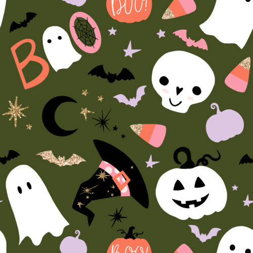 Hip Kid Design - Spooky Cute Halloween on Hunter Green