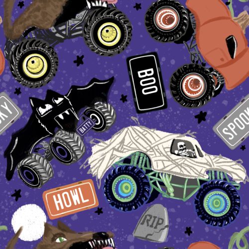 Lindsay Anne - Spooky Monster Trucks Purple