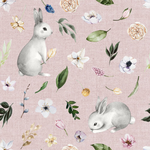 Hip Kid Design - Spring Bunnies on Dusty Pink
