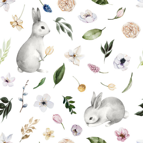Hip Kid Design - Spring Bunnies on White