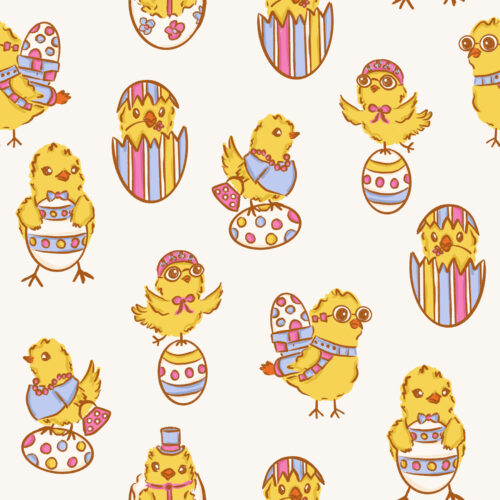 Vivie & Ash - Spring Chicks And Easter Eggs White