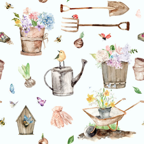 Hip Kid Design - Spring Gardening on Icy Blue