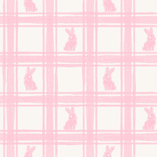 Vivie & Ash - Spring Linen Gingham Light Pink Bunnies