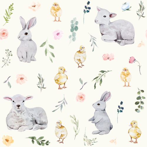 Hip Kid Design - Spring Meadow on Bianca Cream