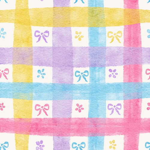 Vivie & Ash - Spring Watercolor Gingham With Flowers And Bows