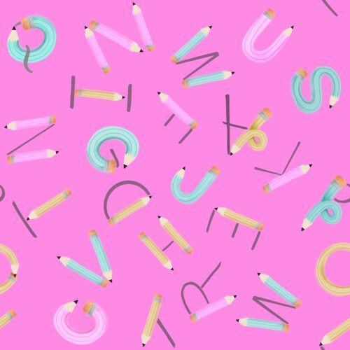 Staying Sharp Alphabet In Pop Of Pink