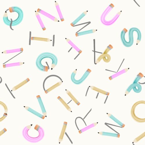 Staying Sharp Alphabet In Cream Pink