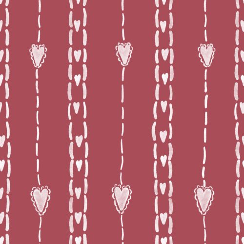 Stitched Heart Stripe Muted Brick Red