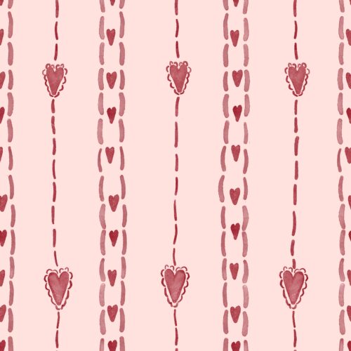 Stitched Heart Stripe Peach Muted Brick