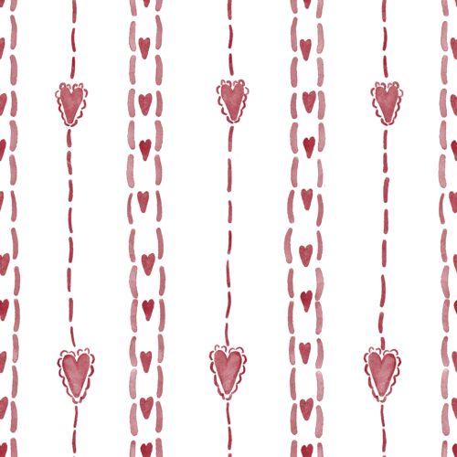 Stitched Heart Stripe White And Muted Brick