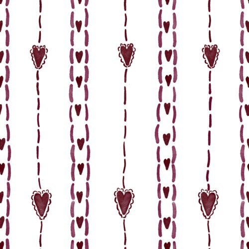 Stitched Heart Stripe Wine And White