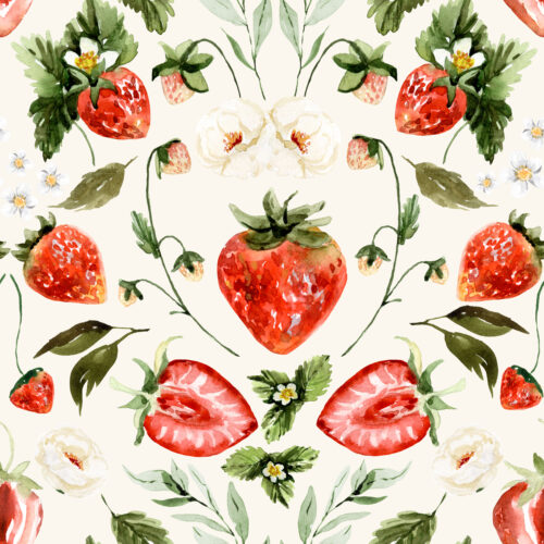 Hip Kid Design - Strawberry Fields on Off White