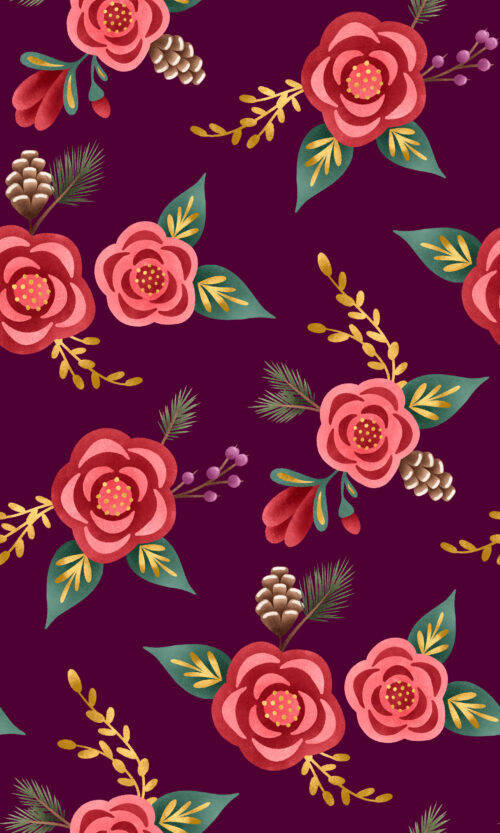 Krystal Winn - Sugar Plum Small Floral Deep Plum