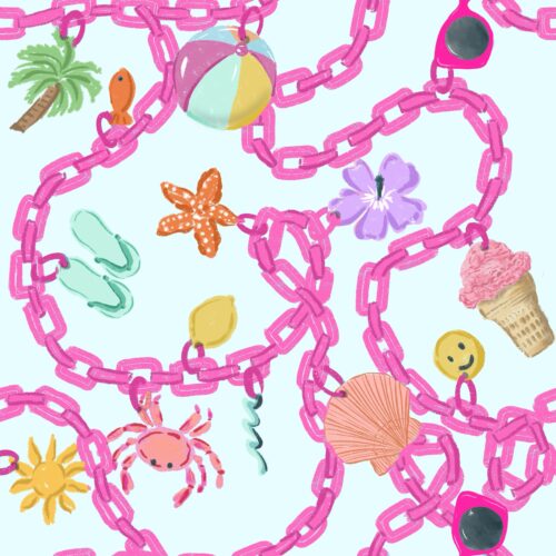 Lindsay Anne - Summer Charm Lt Blue Pink Chain