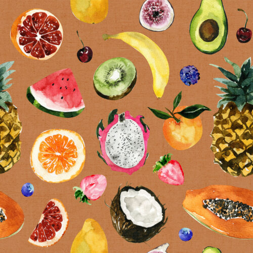 Hip Kid Design - Summer Fruits on Sandy Orange