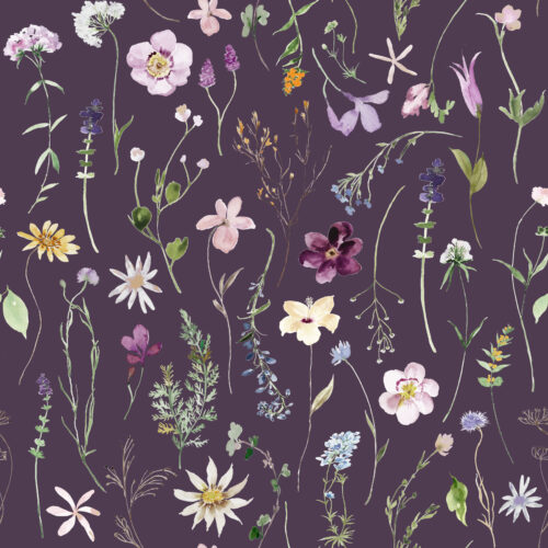 Hip Kid Design - Summer Wildflowers Floral on Plum