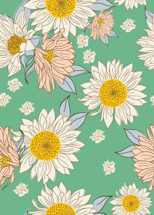 Indy Bloom Designs - Sunflowers In Teal 01