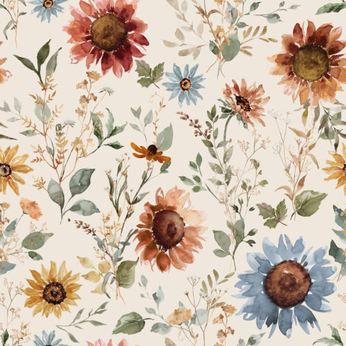 Hip Kid Design - Sunset Meadow Sunflowers on Off White