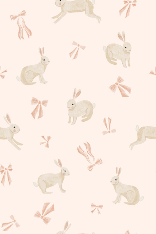 TMM Bunnies and bows pink on blush