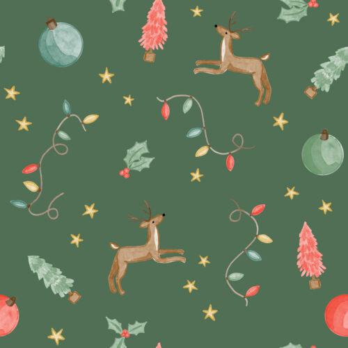 TMM Reindeer Christmas Lights bright on green rev