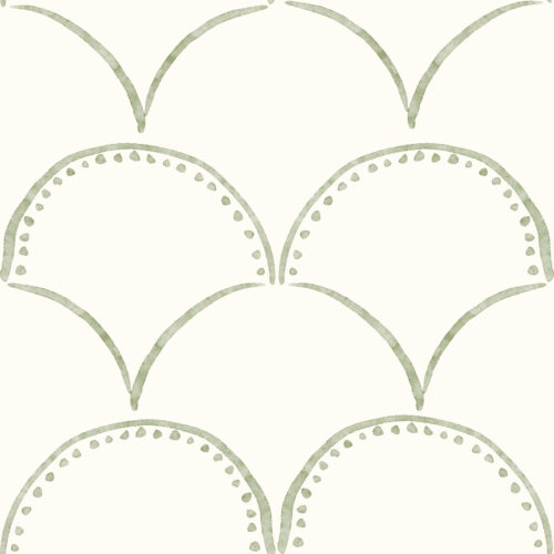 TMM Simple Scallop green on cream