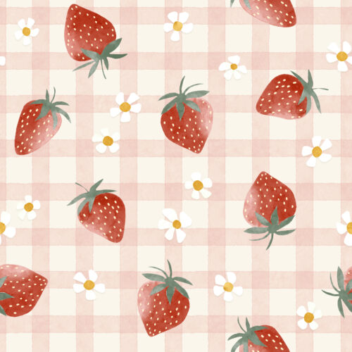 TMM strawberry gingham pink and cream