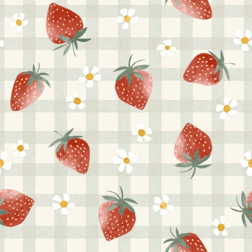 TMM strawberry gingham sage and cream